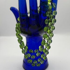 Peridot Green Linked Round Faceted Crystal Necklace